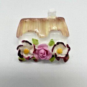 Vintage Coal Port English Cottage Brooch Bone China Made In England House